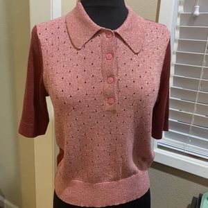 Kate Spade Sweater Polo NWT Rose/ Burgundy Size M